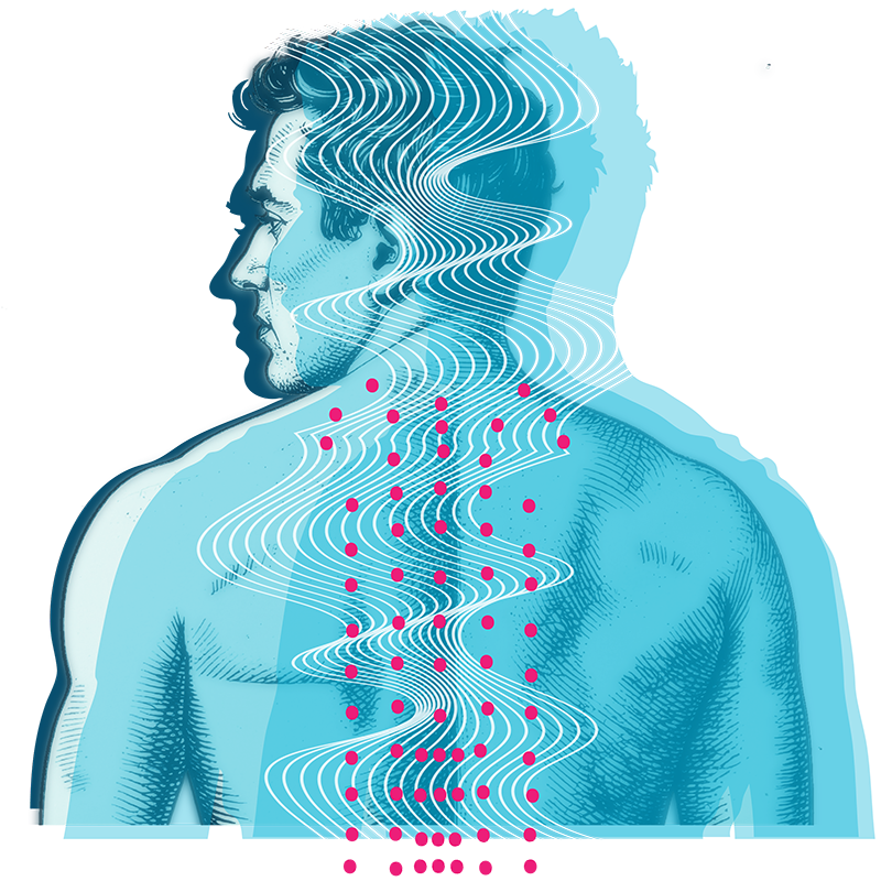 Illustration of acupuncture points on a person's back.