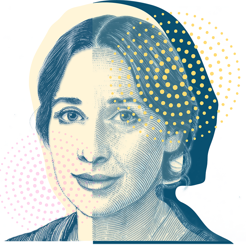 Split-face portrait illustration representing cosmetic injections.